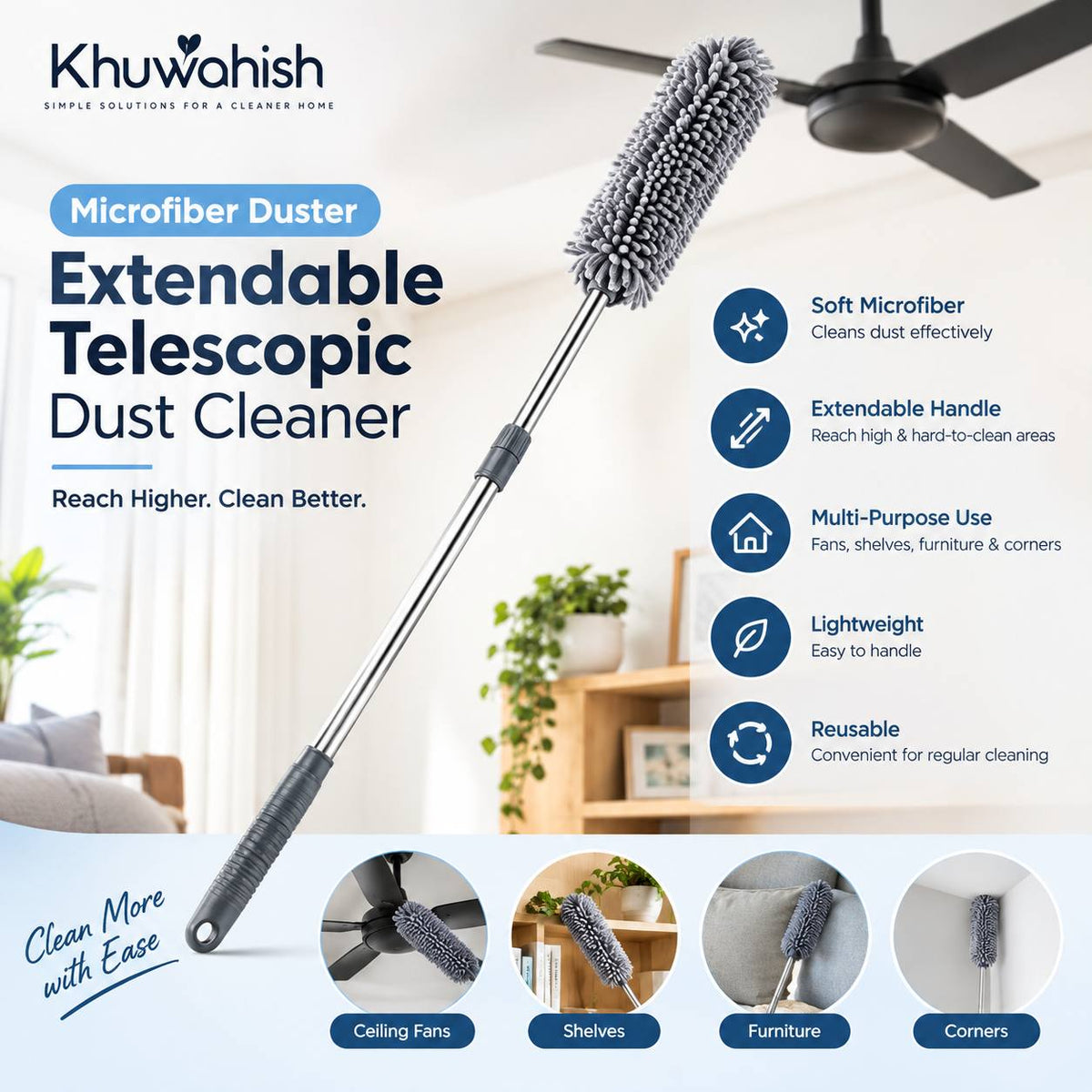 Microfiber Duster – Extendable Telescopic Dust Cleaner